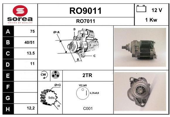 SNRA RO9011 Starter RO9011: Buy near me in Poland at 2407.PL - Good price!