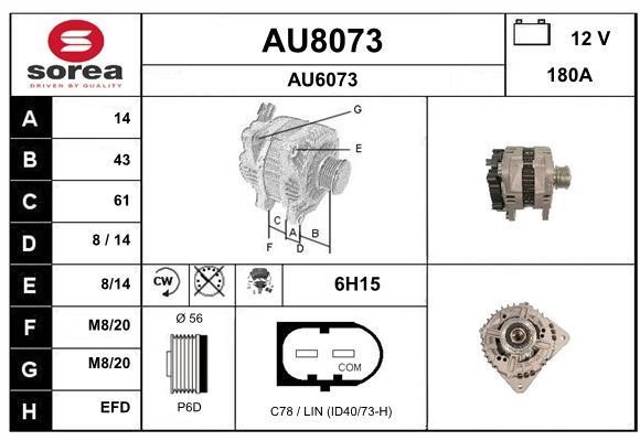 SNRA AU8073 Alternator AU8073: Buy near me in Poland at 2407.PL - Good price!