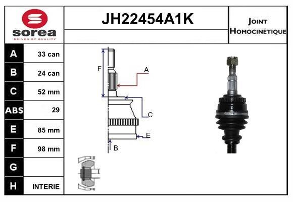 SNRA JH22454A1K Шарнір рівних кутових швидкостей (ШРКШ) JH22454A1K: Приваблива ціна - Купити у Польщі на 2407.PL!