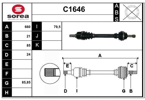 SNRA C1646 Drive shaft C1646: Buy near me in Poland at 2407.PL - Good price!