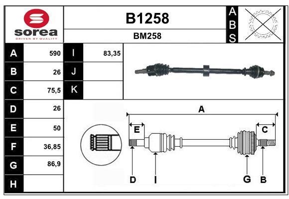 SNRA B1258 Drive shaft B1258: Buy near me in Poland at 2407.PL - Good price!