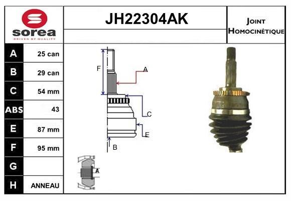 SNRA JH22304AK Шарнір рівних кутових швидкостей (ШРКШ) JH22304AK: Приваблива ціна - Купити у Польщі на 2407.PL!