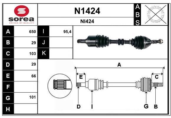 SNRA N1424 Drive Shaft N1424: Buy near me in Poland at 2407.PL - Good price!