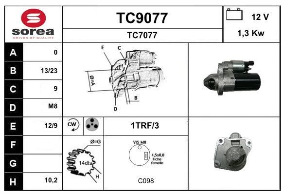 SNRA TC9077 Starter TC9077: Buy near me in Poland at 2407.PL - Good price!