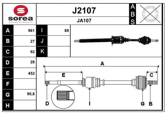 SNRA J2107 Вал приводной J2107: Отличная цена - Купить в Польше на 2407.PL!