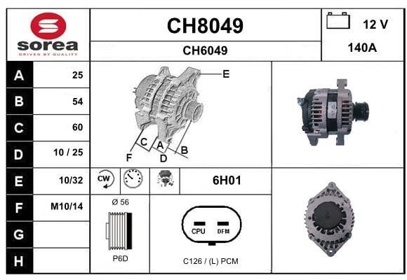 SNRA CH8049 Alternator CH8049: Buy near me in Poland at 2407.PL - Good price!
