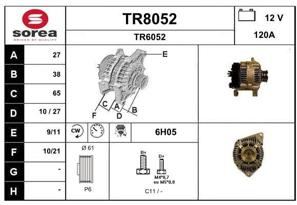 SNRA TR8052 Alternator TR8052: Buy near me in Poland at 2407.PL - Good price!