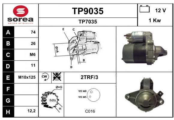 SNRA TP9035 Стартер TP9035: Отличная цена - Купить в Польше на 2407.PL!