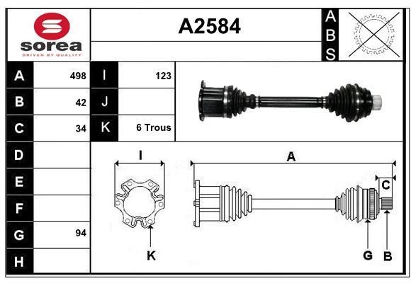 SNRA A2584 Drive shaft A2584: Buy near me in Poland at 2407.PL - Good price!