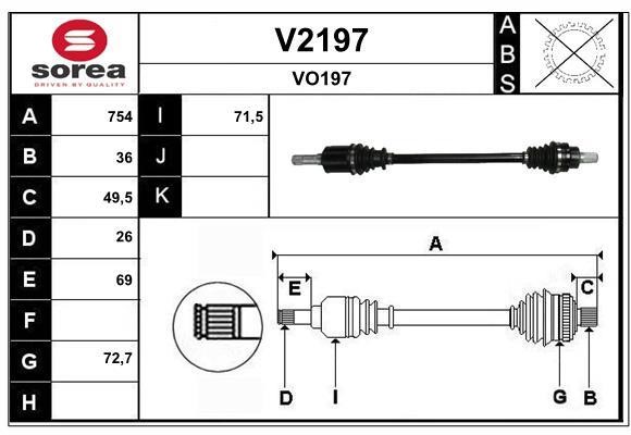 SNRA V2197 Вал приводной V2197: Отличная цена - Купить в Польше на 2407.PL!