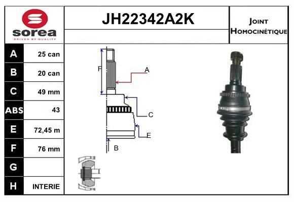 SNRA JH22342A2K CV joint JH22342A2K: Buy near me in Poland at 2407.PL - Good price!