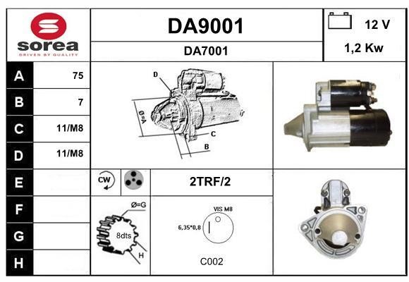 SNRA DA9001 Starter DA9001: Buy near me in Poland at 2407.PL - Good price!