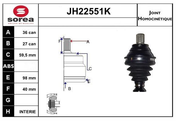 SNRA JH22551K Joint kit, drive shaft JH22551K: Buy near me in Poland at 2407.PL - Good price!