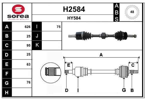 SNRA H2584 Drive shaft H2584: Buy near me in Poland at 2407.PL - Good price!