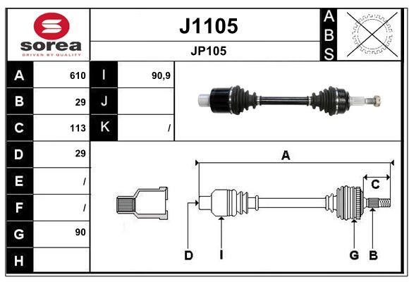 SNRA J1105 Drive shaft J1105: Buy near me in Poland at 2407.PL - Good price!