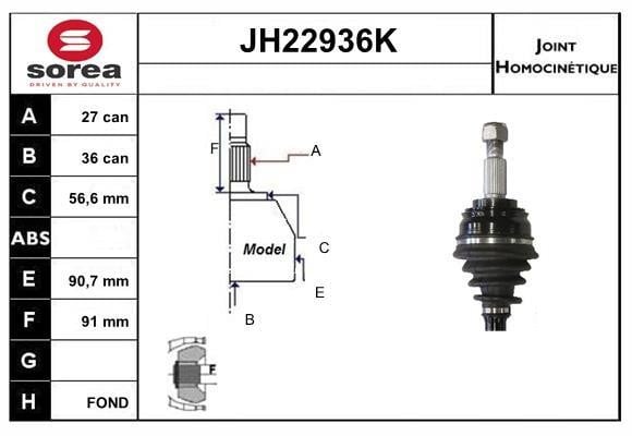 SNRA JH22936K Joint kit, drive shaft JH22936K: Buy near me in Poland at 2407.PL - Good price!