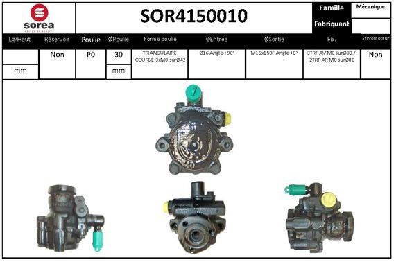SNRA SOR4150010 Hydraulic Pump, steering system SOR4150010: Buy near me in Poland at 2407.PL - Good price!