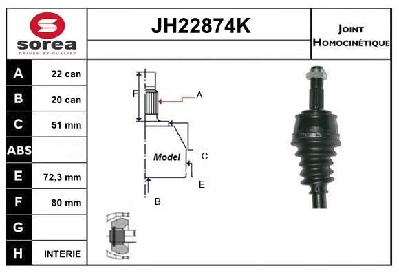 SNRA JH22874K Joint kit, drive shaft JH22874K: Buy near me in Poland at 2407.PL - Good price!