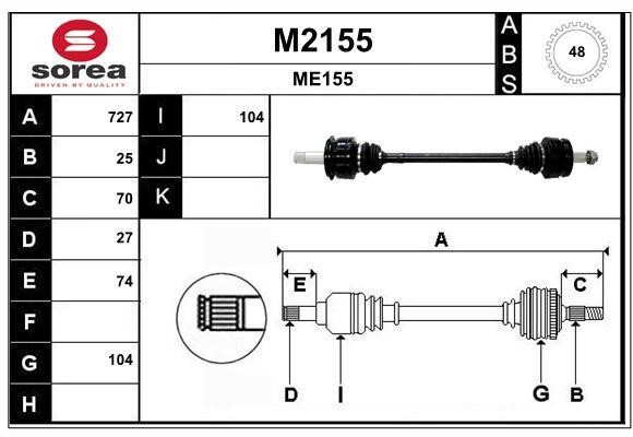 SNRA M2155 Drive shaft M2155: Buy near me in Poland at 2407.PL - Good price!