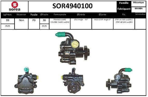 SNRA SOR4940100 Hydraulic Pump, steering system SOR4940100: Buy near me in Poland at 2407.PL - Good price!