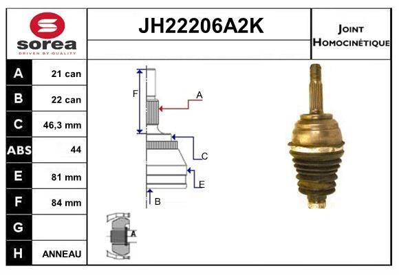 SNRA JH22206A2K Joint kit, drive shaft JH22206A2K: Buy near me in Poland at 2407.PL - Good price!