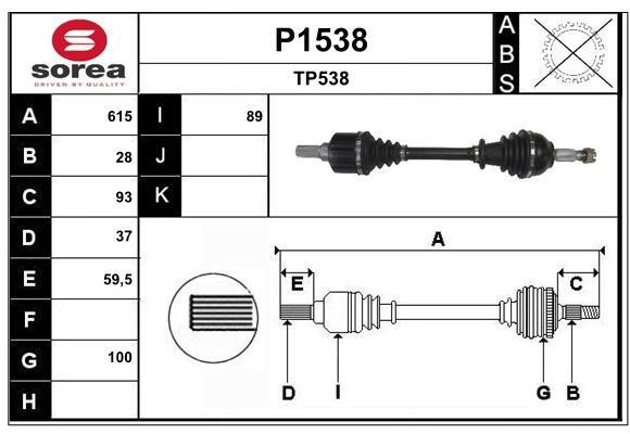 SNRA P1538 Drive shaft P1538: Buy near me in Poland at 2407.PL - Good price!