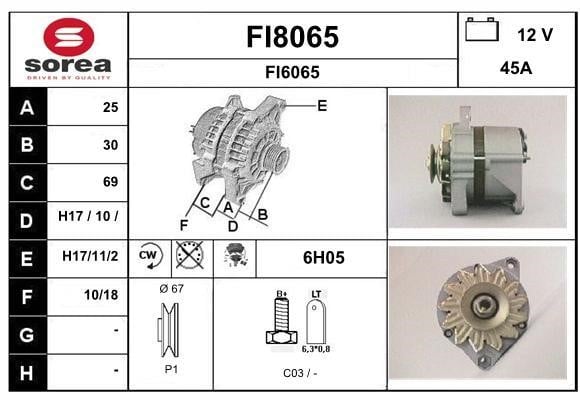 SNRA FI8065 Alternator FI8065: Buy near me in Poland at 2407.PL - Good price!