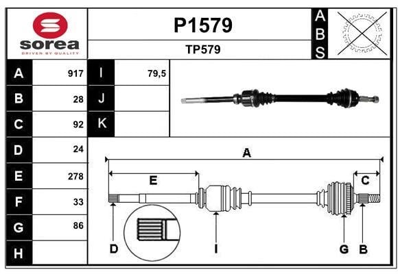 SNRA P1579 Drive shaft P1579: Buy near me at 2407.PL in Poland at an Affordable price!