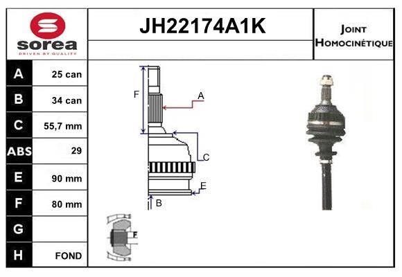 SNRA JH22174A1K Шарнир равных угловых скоростей (ШРУС) JH22174A1K: Отличная цена - Купить в Польше на 2407.PL!