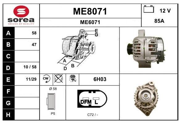 SNRA ME8071 Alternator ME8071: Buy near me at 2407.PL in Poland at an Affordable price!