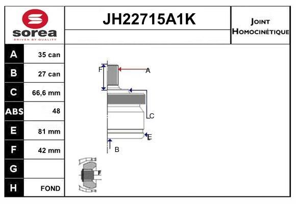 SNRA JH22715A1K Joint kit, drive shaft JH22715A1K: Buy near me in Poland at 2407.PL - Good price!