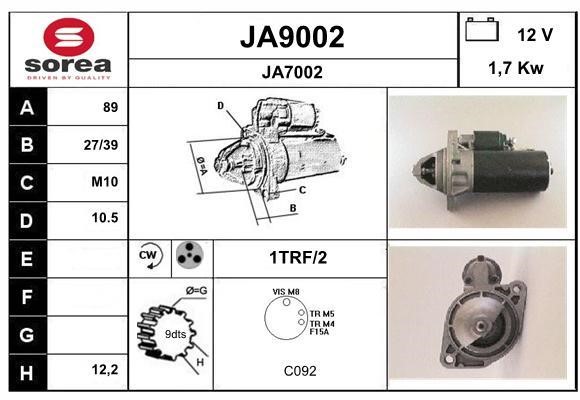 SNRA JA9002 Starter JA9002: Buy near me in Poland at 2407.PL - Good price!
