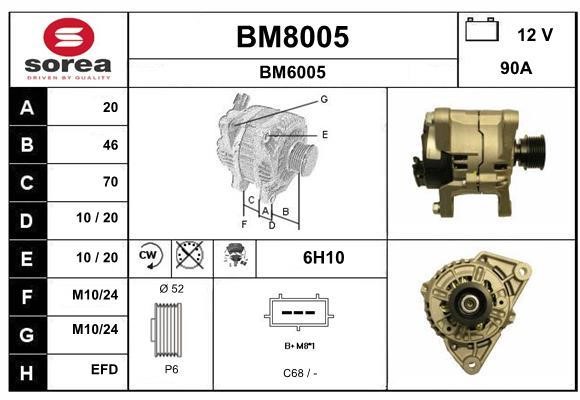 SNRA BM8005 Alternator BM8005: Buy near me in Poland at 2407.PL - Good price!