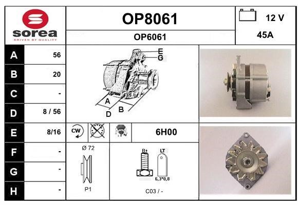 SNRA OP8061 Alternator OP8061: Buy near me in Poland at 2407.PL - Good price!