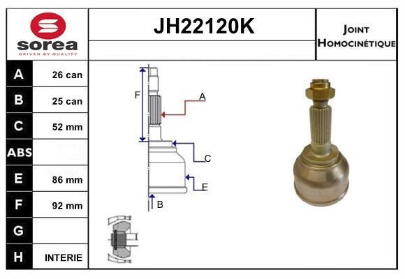 SNRA JH22120K Шарнир равных угловых скоростей (ШРУС) JH22120K: Отличная цена - Купить в Польше на 2407.PL!