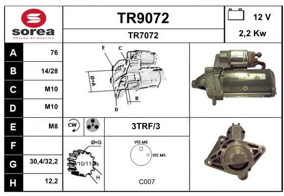 SNRA TR9072 Starter TR9072: Buy near me in Poland at 2407.PL - Good price!