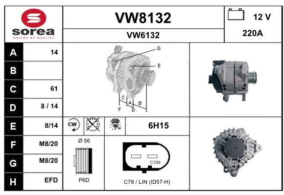SNRA VW8132 Alternator VW8132: Buy near me in Poland at 2407.PL - Good price!