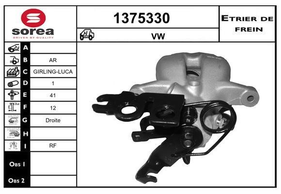 SNRA 1375330 Brake caliper rear right 1375330: Buy near me in Poland at 2407.PL - Good price!