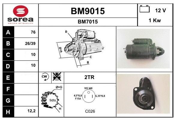 SNRA BM9015 Стартер BM9015: Отличная цена - Купить в Польше на 2407.PL!