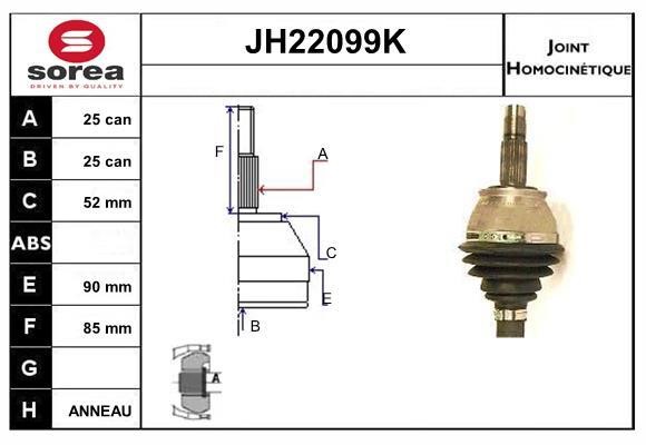 SNRA JH22099K Шарнир равных угловых скоростей (ШРУС) JH22099K: Отличная цена - Купить в Польше на 2407.PL!