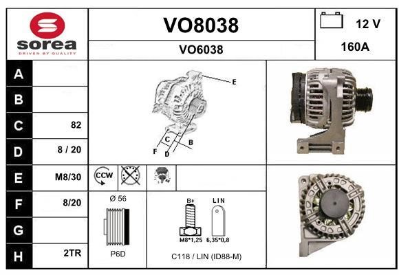 SNRA VO8038 Alternator VO8038: Buy near me in Poland at 2407.PL - Good price!