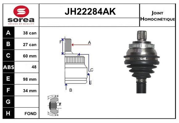 SNRA JH22284AK Шарнир равных угловых скоростей (ШРУС) JH22284AK: Отличная цена - Купить в Польше на 2407.PL!