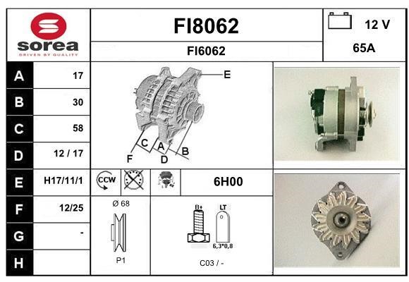 SNRA FI8062 Alternator FI8062: Buy near me at 2407.PL in Poland at an Affordable price!