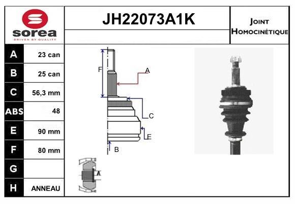 SNRA JH22073A1K Шарнир равных угловых скоростей (ШРУС) JH22073A1K: Отличная цена - Купить в Польше на 2407.PL!