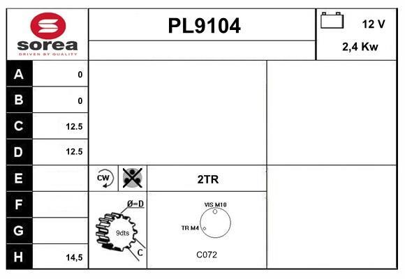 SNRA PL9104 Starter PL9104: Buy near me in Poland at 2407.PL - Good price!