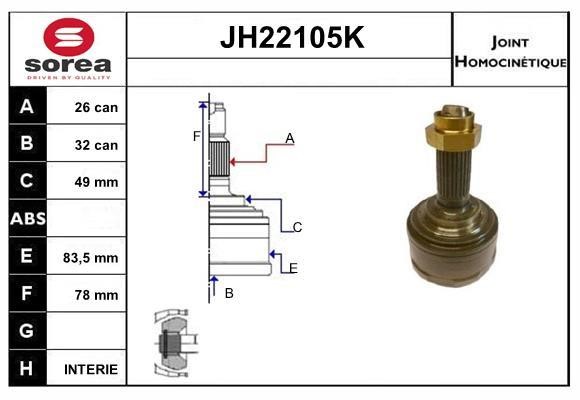 SNRA JH22105K Шарнир равных угловых скоростей (ШРУС) JH22105K: Отличная цена - Купить в Польше на 2407.PL!