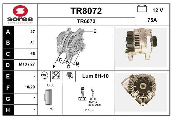 SNRA TR8072 Alternator TR8072: Dobra cena w Polsce na 2407.PL - Kup Teraz!