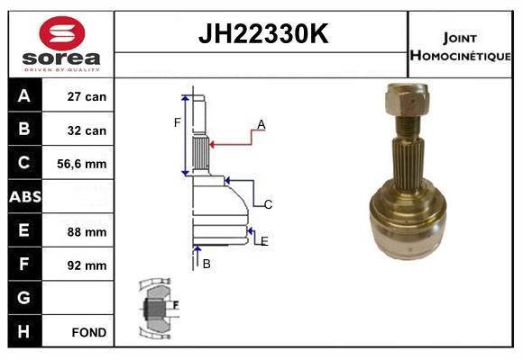 SNRA JH22330K Шарнир равных угловых скоростей (ШРУС) JH22330K: Отличная цена - Купить в Польше на 2407.PL!