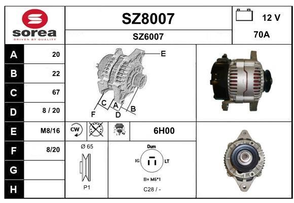 SNRA SZ8007 Alternator SZ8007: Dobra cena w Polsce na 2407.PL - Kup Teraz!