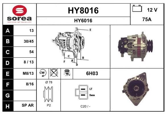 SNRA HY8016 Alternator HY8016: Atrakcyjna cena w Polsce na 2407.PL - Zamów teraz!